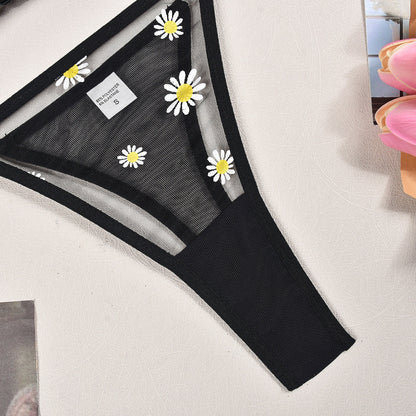 Women's Fashion Mesh Printed Bra T-back Suit