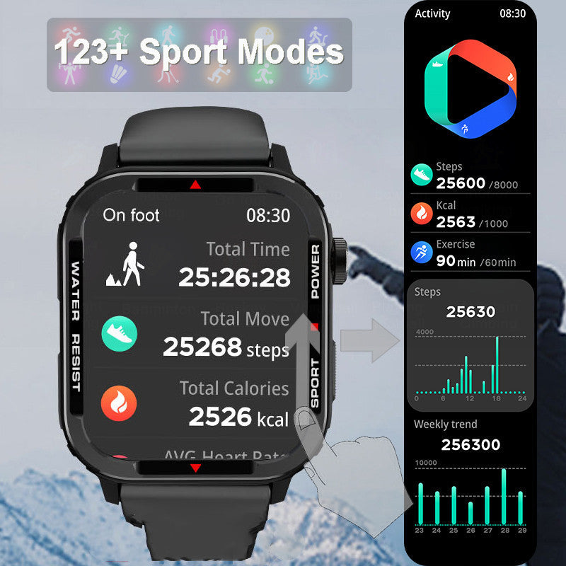 Montre intelligente sportive Bluetooth avec suivi de la pression artérielle et de l'oxygène sanguin
