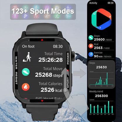 Montre intelligente sportive Bluetooth avec suivi de la pression artérielle et de l'oxygène sanguin