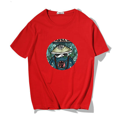 Japanese Harbor Style Men's Cotton T-Shirt – Loose Print Crew Neck | S–5XL