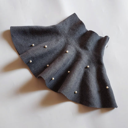 Girls High Waist Knitted Pearl Umbrella Skirt