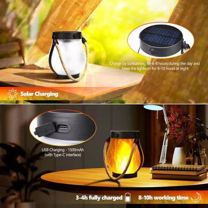 Waterproof Solar Flickering Flame Lantern – Hanging Outdoor Lights for Patio, Yard & Garden