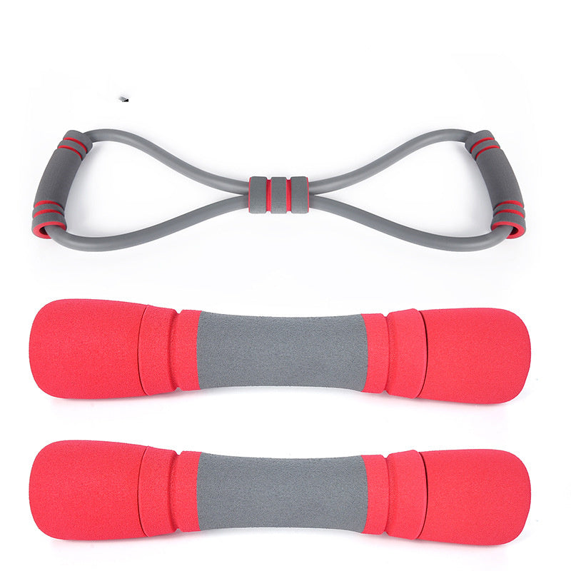 Ensemble d'équipement de fitness pour femmes : Corde à sauter, extenseur de poitrine à ressort, haltère