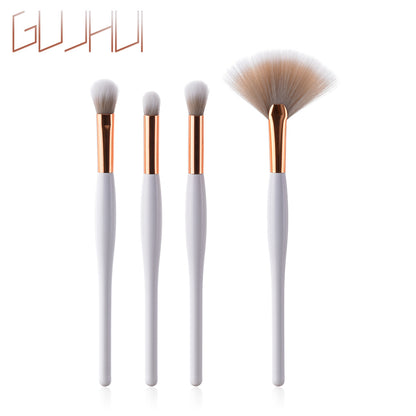 Ensemble de 8 pinceaux de maquillage – Manche noir et tubes argentés | Pinceaux professionnels à poils doux