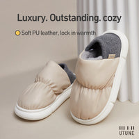 Chaussons en coton à semelle épaisse avec sac en peluche pour porter une ou deux chaussures
