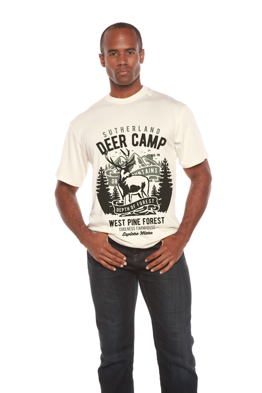 T-shirt graphique à manches courtes en bambou-viscose/coton biologique pour homme Deer Camp