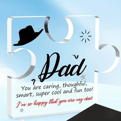 Cadeau pour Papa en Pièce de Puzzle Acrylique Souvenir Gravé de la part de Ton Fils et Ta Fille Je t'aime Papa