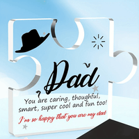 Acrylic Puzzle Piece Gift for Dad Engraved Keepsake from Son & Daughter I Love You Dad