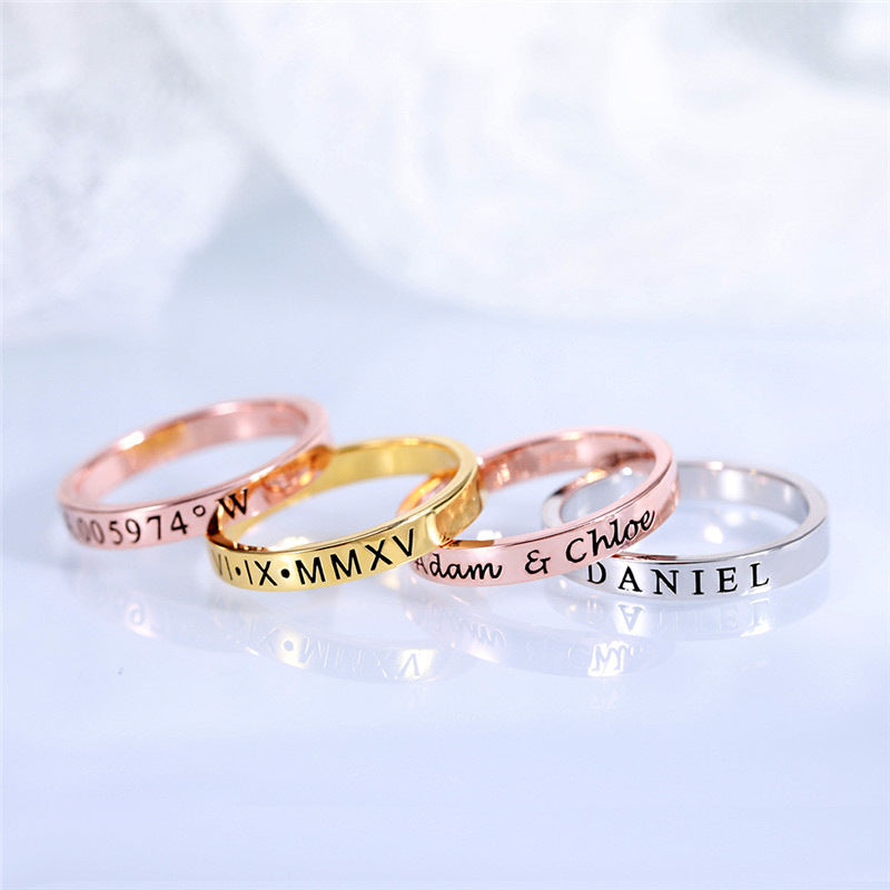 Anillo liso personalizado de plata de ley 925 para hombre