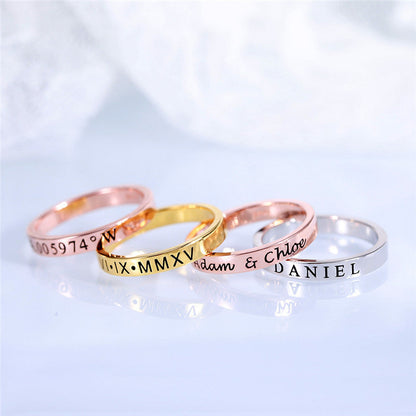 Anillo liso personalizado de plata de ley 925 para hombre