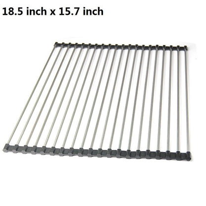 Roll-Up Dish Drying Rack – Stainless Steel Sink Drainer Mat