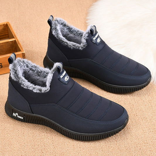 Zapatillas de Algodón Antiguas de Pekín para Hombres con Terciopelo Engrosado