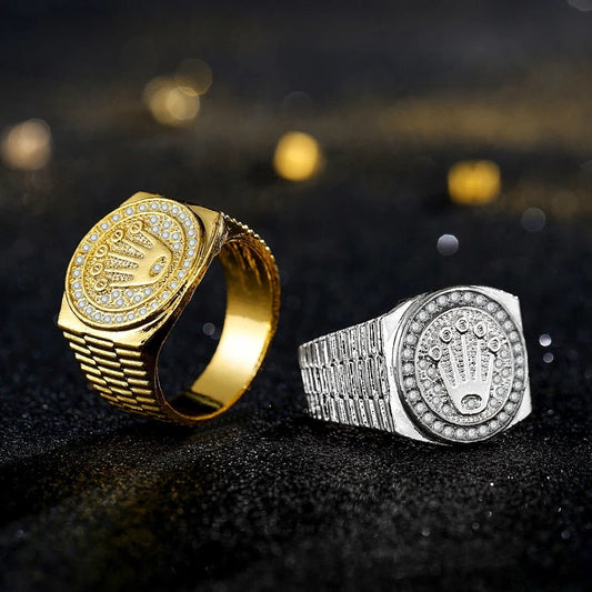 Bague Hip Hop Personnalisée Couronne Palme Européenne et Américaine