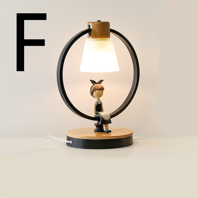 Lampe de chevet en bois massif pour chambre à coucher