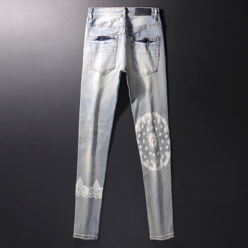 Nouveau Jean Slim Déchiré Gris Printemps pour Homme