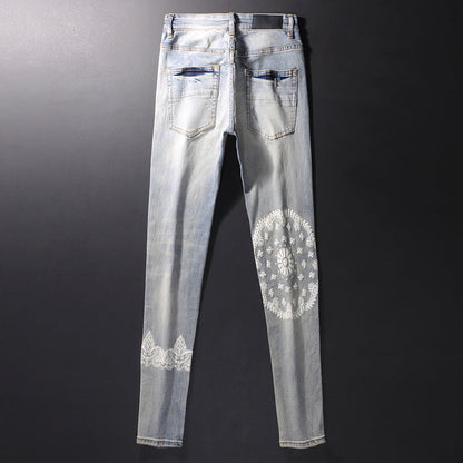 Nouveau Jean Slim Déchiré Gris Printemps pour Homme