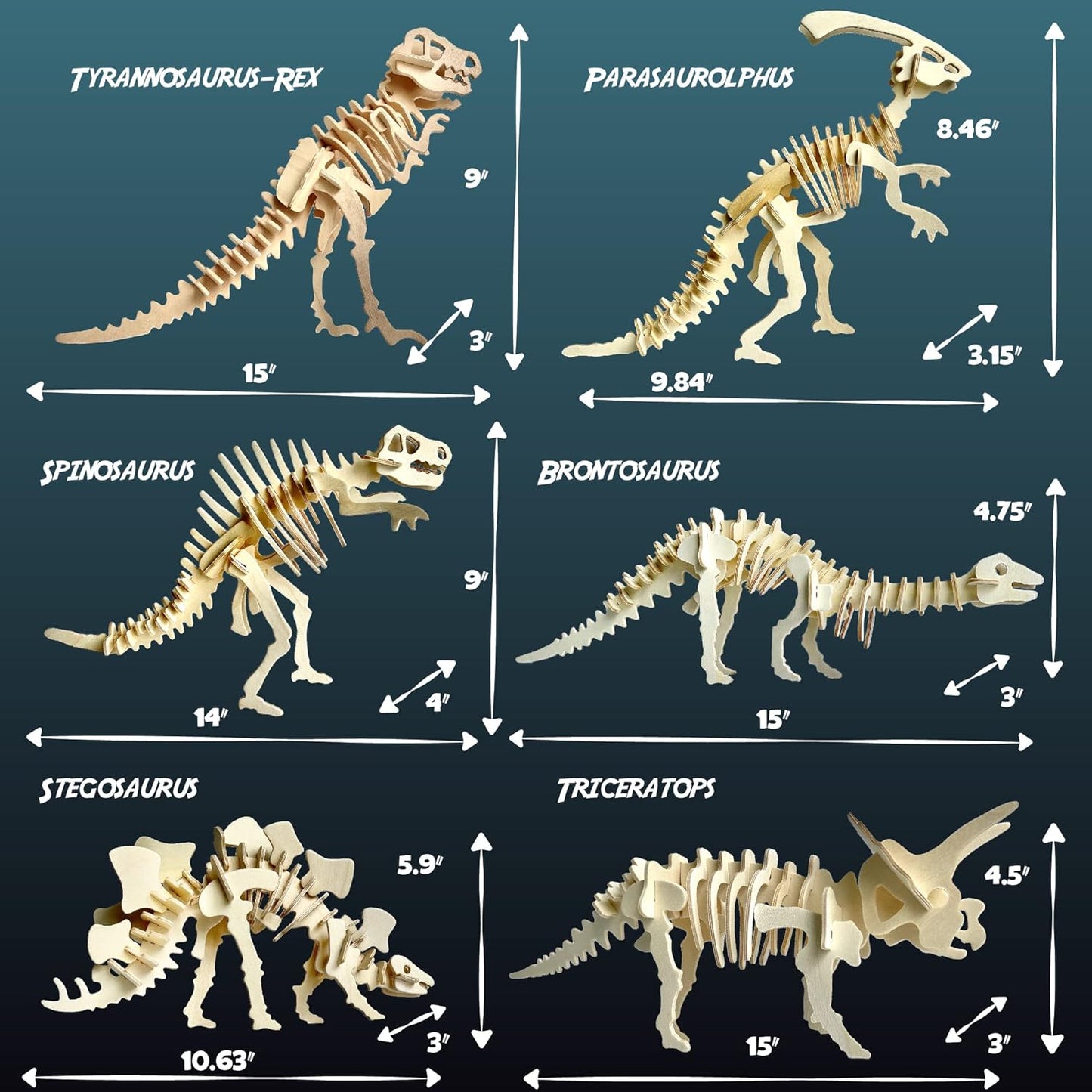 HapiNest Wooden 3D Puzzle Dinosaur Model Kit