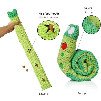 Dog Puzzle Feeder Plush Toy – Interactive Snail Design