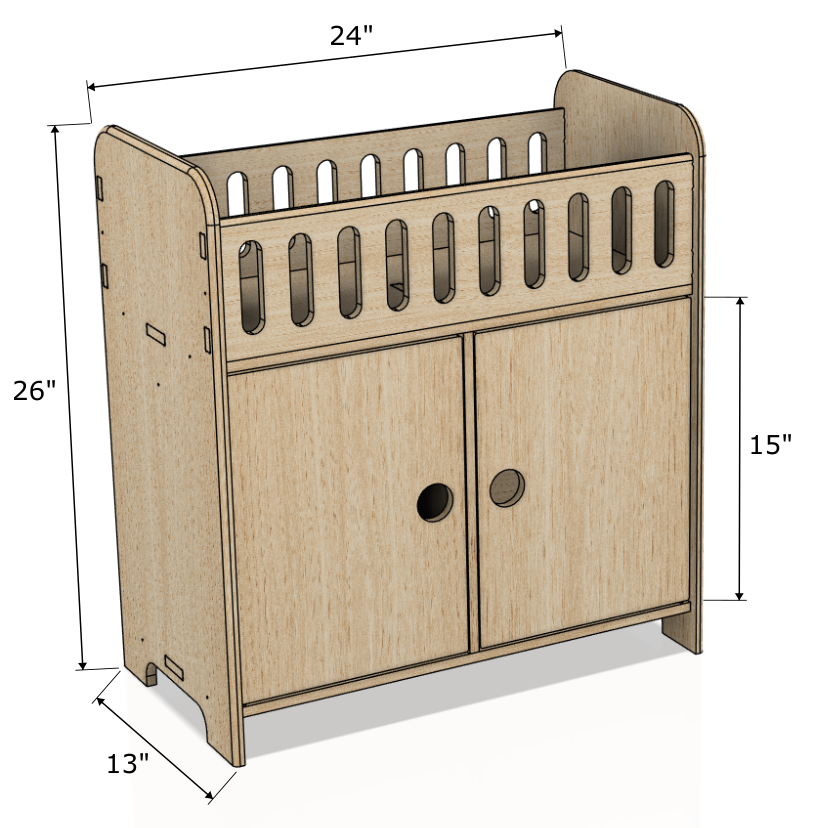 Lit de poupée CLARA avec rangement – Lit de poupée en bois avec cintres | Bush Acres