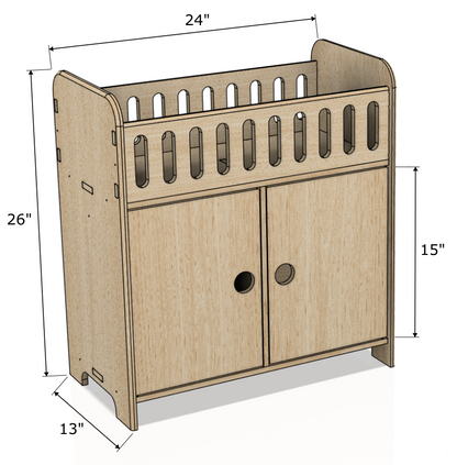 Lit de poupée CLARA avec rangement – Lit de poupée en bois avec cintres | Bush Acres