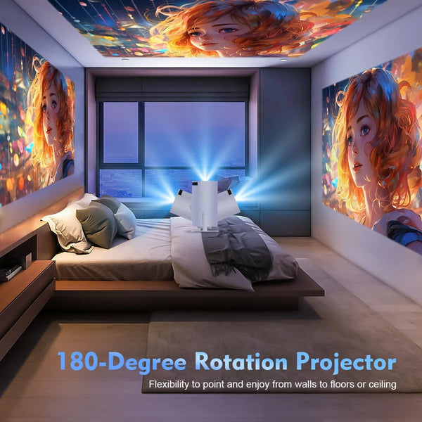 Projecteur portable 8K HD avec WiFi6 BT5.0 Android pour cinéma maison et extérieur