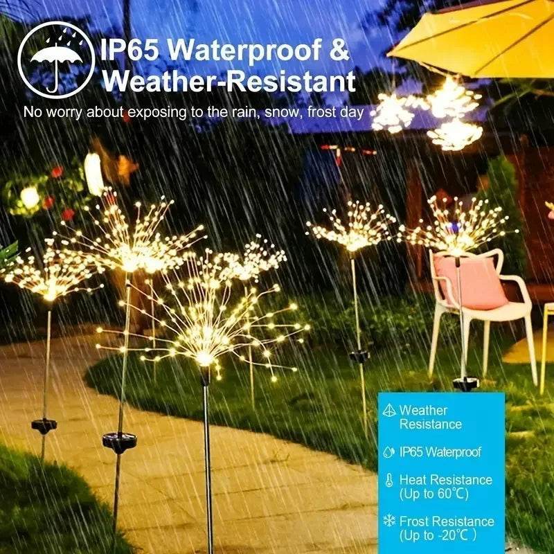Solar Garden Fireworks Lights – Waterproof Outdoor LED Burst Stake Lights