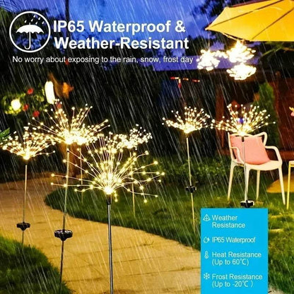 Solar Garden Fireworks Lights – Waterproof Outdoor LED Burst Stake Lights