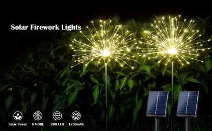 Solar Garden Fireworks Lights – Waterproof Outdoor LED Burst Stake Lights