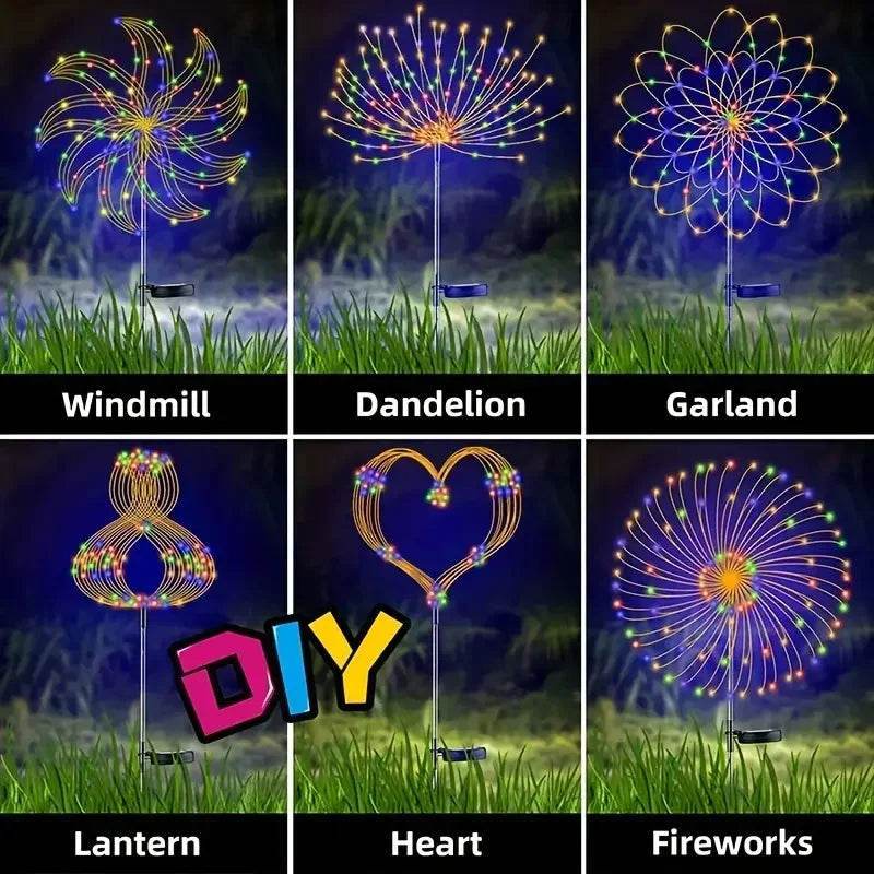 Solar Garden Fireworks Lights – Waterproof Outdoor LED Burst Stake Lights