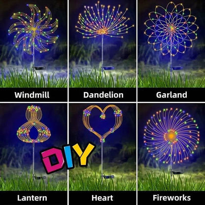 Solar Garden Fireworks Lights – Waterproof Outdoor LED Burst Stake Lights