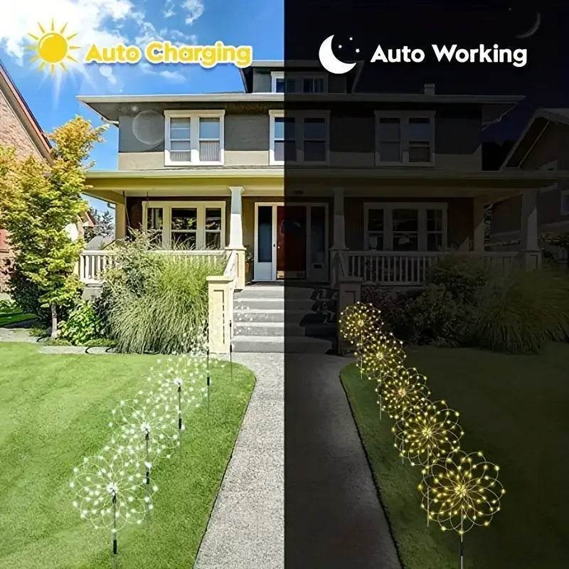 Solar Garden Fireworks Lights – Waterproof Outdoor LED Burst Stake Lights