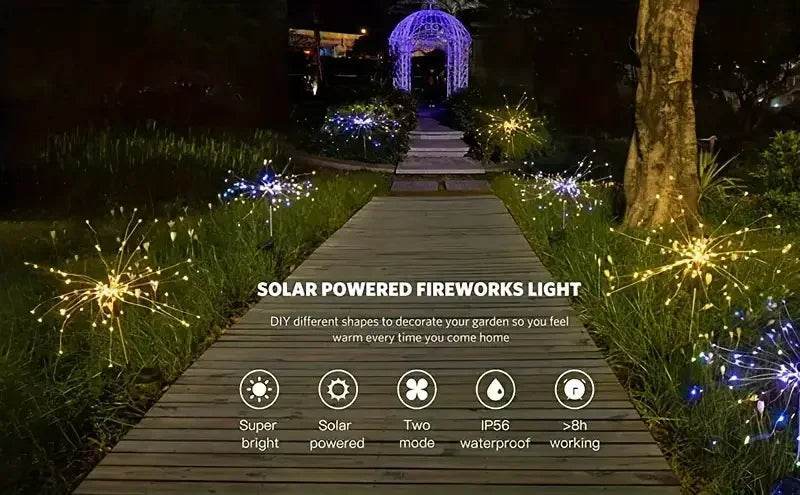 Solar Garden Fireworks Lights – Waterproof Outdoor LED Burst Stake Lights