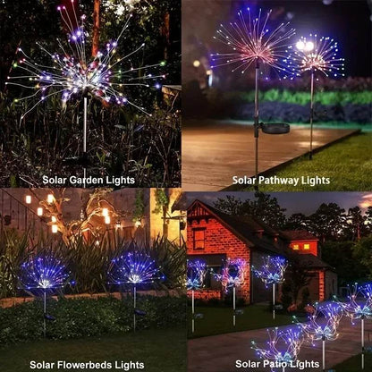 Solar Garden Fireworks Lights – Waterproof Outdoor LED Burst Stake Lights