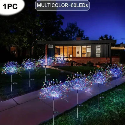 Solar Garden Fireworks Lights – Waterproof Outdoor LED Burst Stake Lights