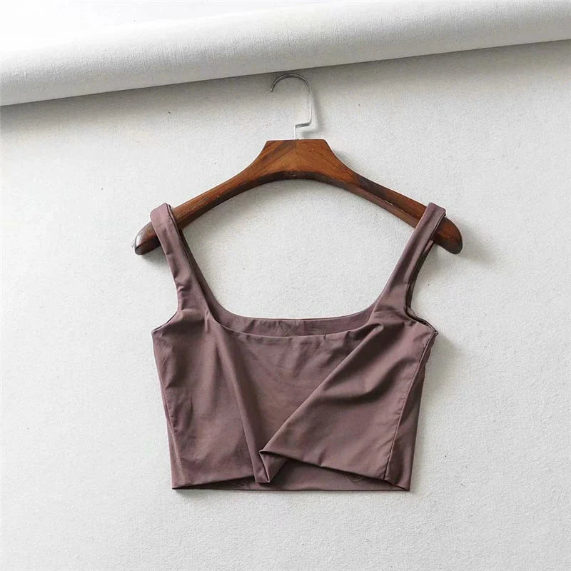 Square Neck Tank Top – Summer 2025 Stretch Crop Shirt