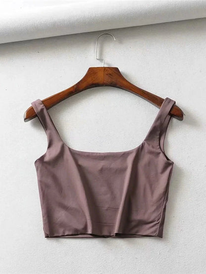 Square Neck Tank Top – Summer 2025 Stretch Crop Shirt