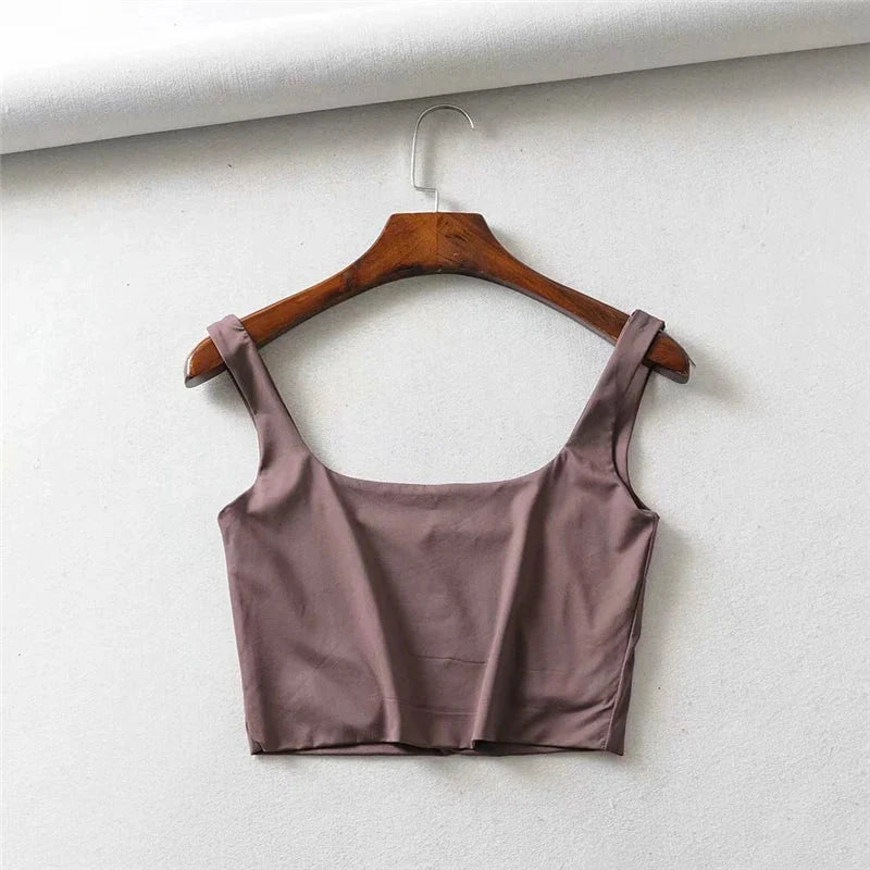 Square Neck Tank Top – Summer 2025 Stretch Crop Shirt