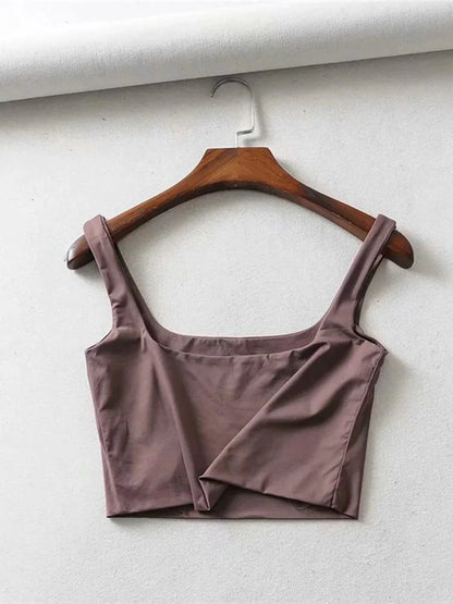 Square Neck Tank Top – Summer 2025 Stretch Crop Shirt