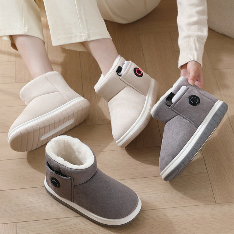 Chaussures chauffantes électriques Chaussons chauffants rechargeables pour pieds, chauffage à domicile, chaussures en coton chaud à régulation de température pour l'hiver
