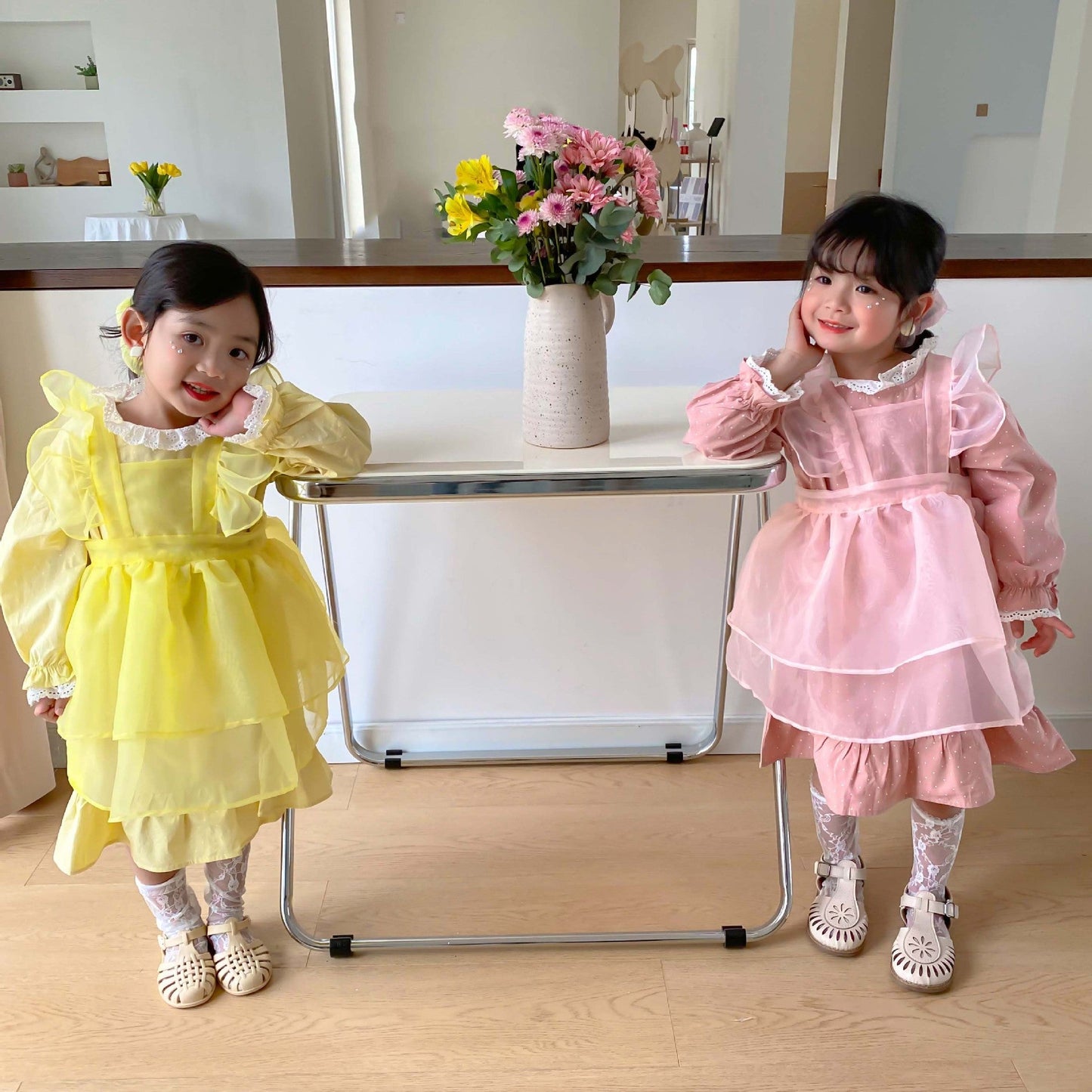 Robe de princesse en organza à volants pour filles