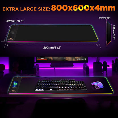 XXL RGB Gaming Mouse Pad — 15W Qi Wireless Charging | 10 Lighting Modes