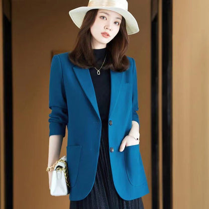 Veste de costume bleue grande taille pour femme