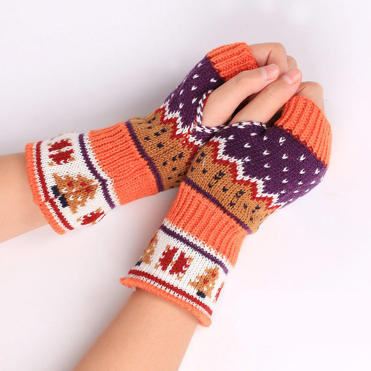 Mitaines en tricot de laine épaisse motif sapin de Noël