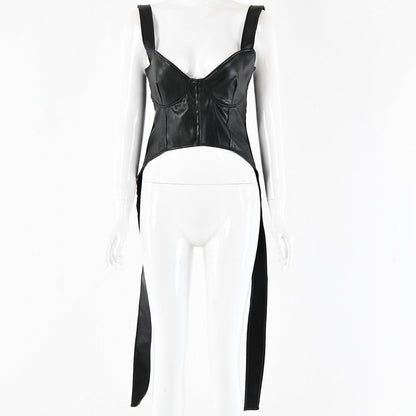 Blouson en cuir pour femme  Blouson en cuir PU arrière