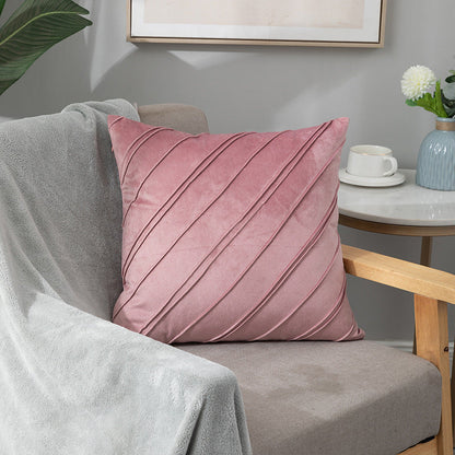 Taie d'oreiller en velours de couleur unie à carreaux, pour canapé, chevet, coussin en peluche courte