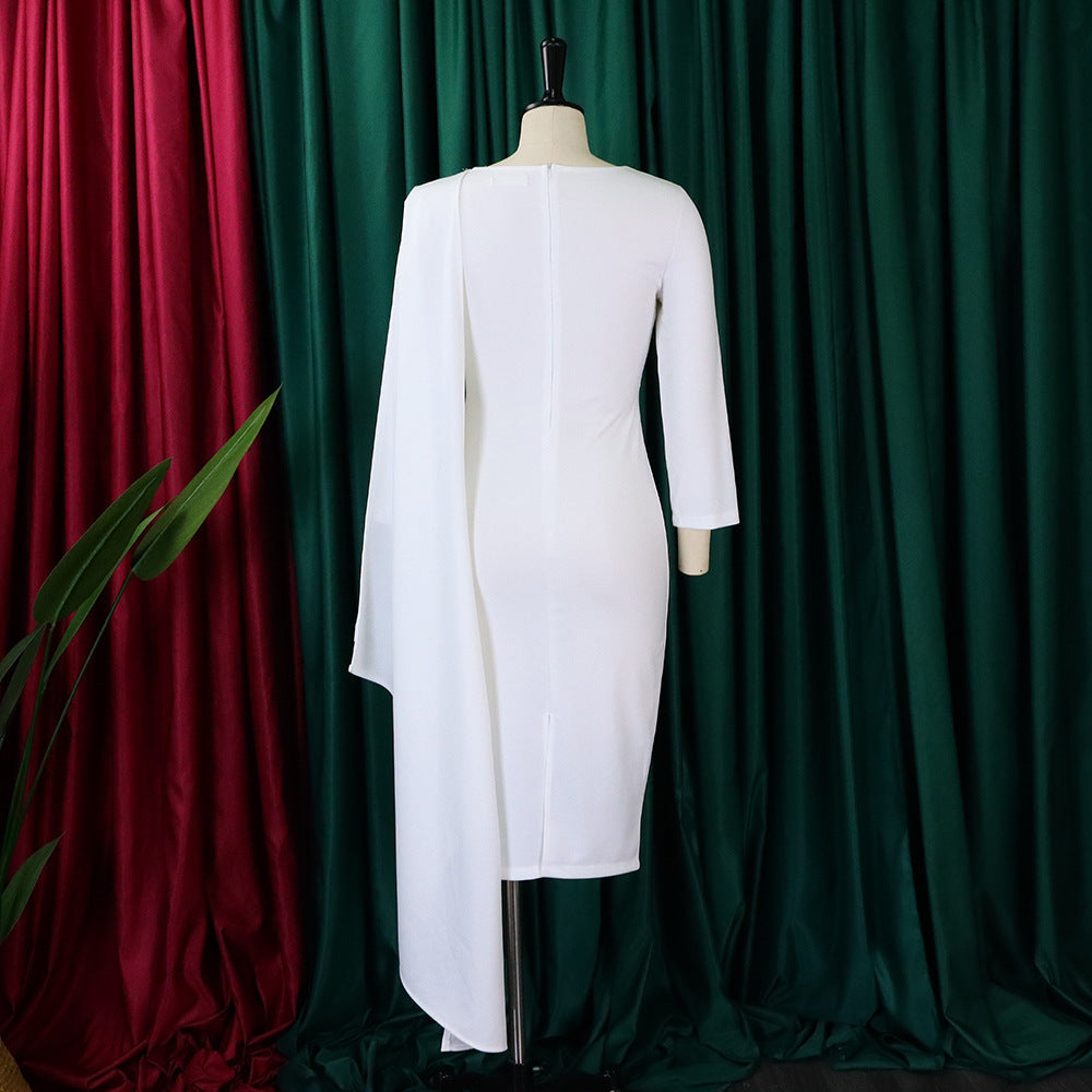 Nouvelle robe de style européen et américain, pure couleur, colis hanche, grande taille africaine