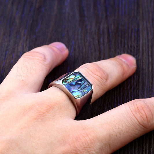 Bague Créative en Acier Inoxydable Bijoux Coquillage Personnalité Rétro pour Hommes Guerriers