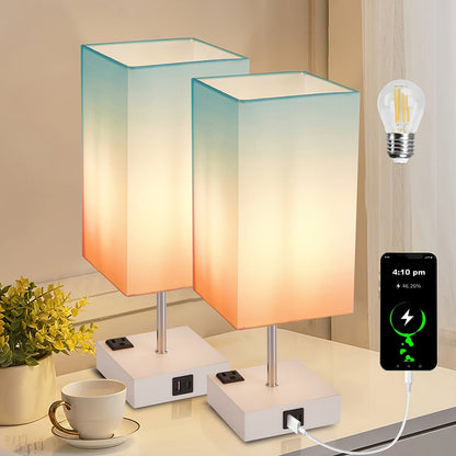 LumaTouch | Touch Table Lamp with USB Outlet and Fabric Shade Bedside Decor