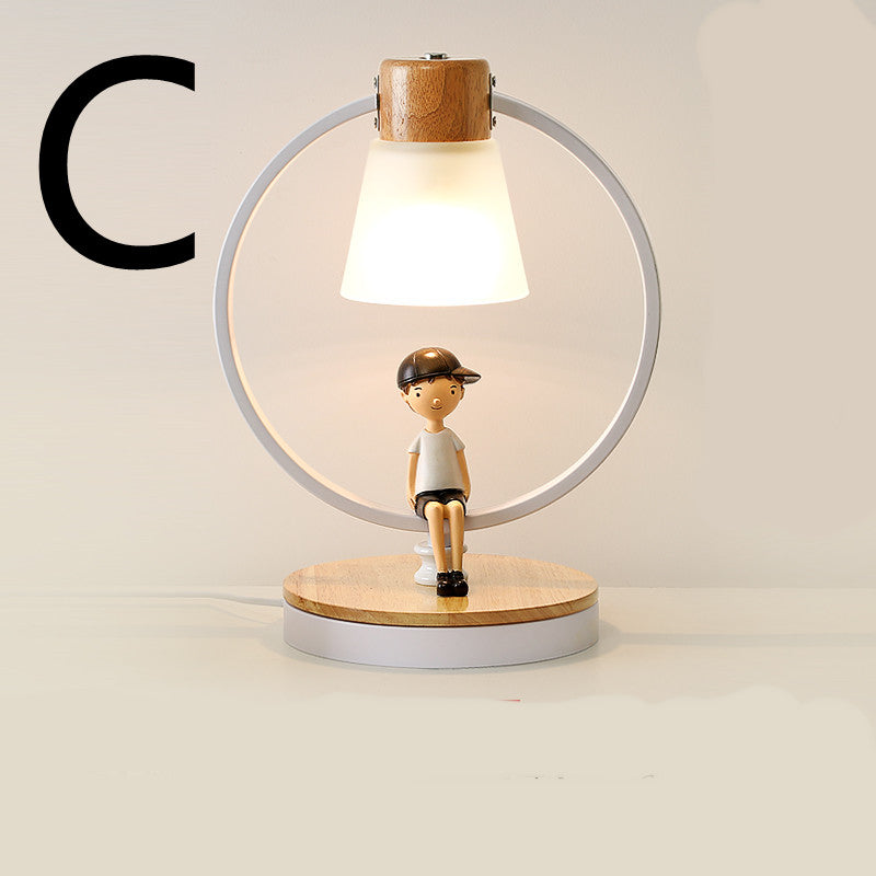 Lampe de chevet en bois massif pour chambre à coucher