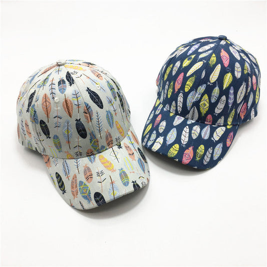 Gorra de béisbol con estampado de hojas para mujer